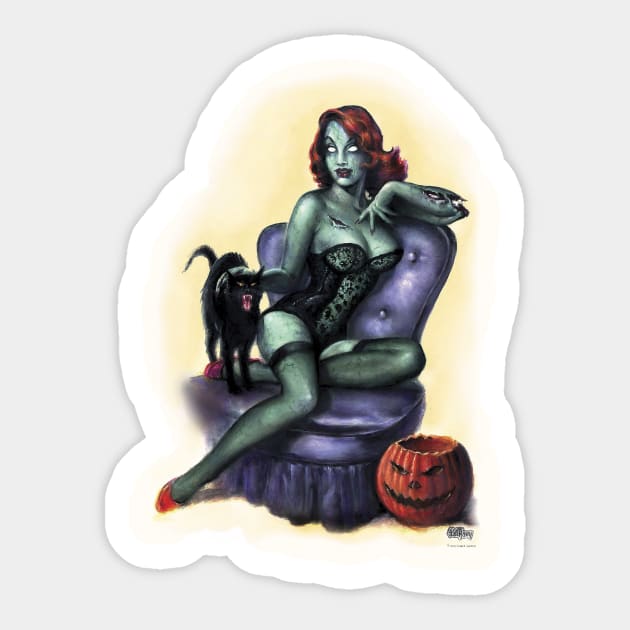 Zombie Girl Pin Up Sticker by monstermangraphic